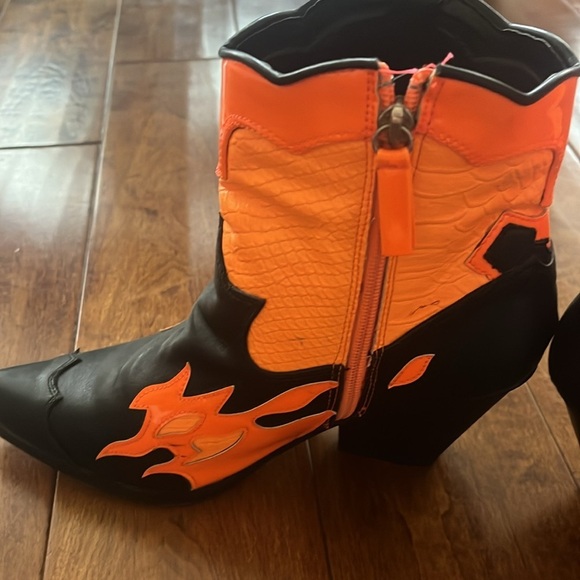 Ego Hartley orange snake print western ankle boot Size 7 - Picture 7 of 10